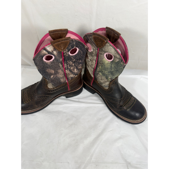 Ariat Fatbaby Western Camo Brown Leather Ranch Cowboy Boots 10006854 Womens 6B - Picture 9 of 16